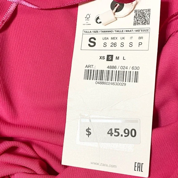 Zara Dark Pink Spaghetti Strap Bustier MIDI Dress Size S NWT - Picture 9 of 9